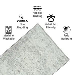 Vernal Darwin Machine Washable Rug for Living Room, Bedroom, Dining Room, Light Beige & Grey, 170 cm X 240 cm