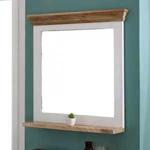 Breo Solid Mango Wood Wall Mirror White