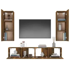 Berkfield 4 Piece TV Cabinet Set Smoked Oak Engineered Wood