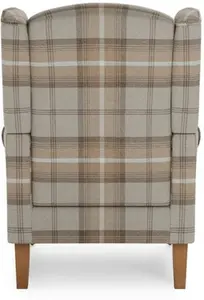 Dunelm Oswald Check Wingback Armchair, Country, Natural Oswald Wingback, Textured Weave Fabric