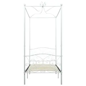 Berkfield Canopy Bed Frame White Metal 100x200 cm