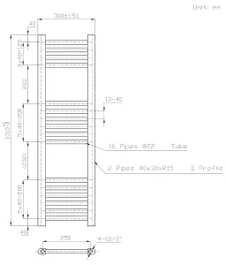 Right Radiators 1000x300 mm Straight Heated Towel Rail Radiator Bathroom Ladder Warmer Anthracite