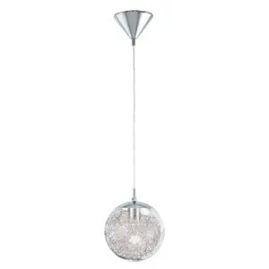 Pendant Ceiling Light Colour Chrome Shade Clear Aluminium Glass Aluminium Bulb E27 1x60W