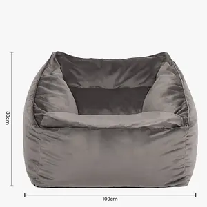 icon Natalia Velvet Armchair Bean Bag and Pouffe Set Charcoal Grey Giant Bean Bag Chair