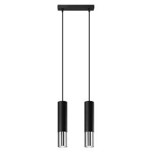 Loopez Steel Black/Chrome 2 Light Classic Pendant Ceiling Light