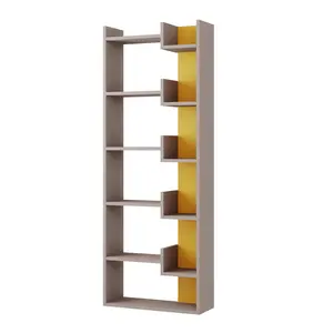 Kara 5-Tier Freestanding Bookcase for Home and Office Storage Light Mocha/Mustard / 162.56" H x 61" W x 22" D