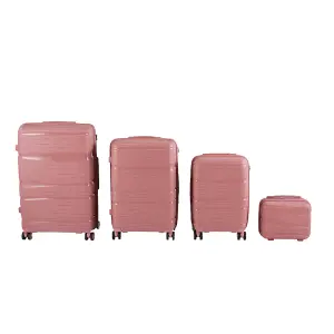 4PCS Lockable PP Travel Suitcase Set in Rose Gold