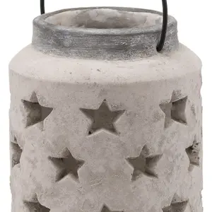 Hill Interiors Bloomville Stone Star Candle Lantern Stone (23cm x 18cm x 18cm)