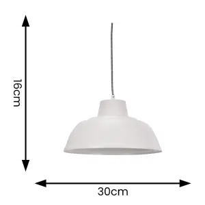 ValueLights Morris White Metal Hanging Pendant Ceiling Light Fitting for Living Room Kitchen - LED Bulb Included