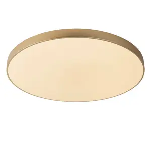 Lucide Unar Modern Flush Ceiling Light 80cm - LED Dim. - 1x80W 2700K - 3 StepDim - Matt Gold, Brass