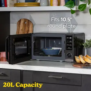 Russell Hobbs Digital Microwave Dark Steel 20L 800W 8 Auto Cook Menus with 3 Year Guarantee RHM2028DS