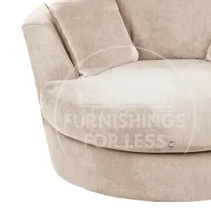 Casper Soft Chenille Fabric Fabric Swivel Chair 360 Rotation Beige