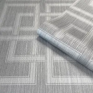 Belgravia Décor Amara Square Geometric Grey Textured Wallpaper