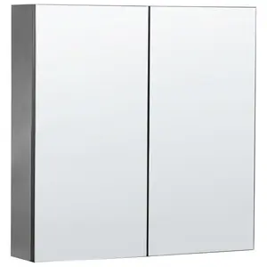 Bathroom Wall Mounted Mirror Cabinet 60 x 60 cm Black NAVARRA