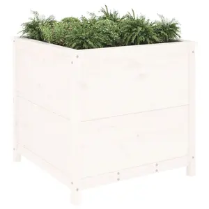 Berkfield Garden Planter White 82.5x82.5x78 cm Solid Wood Pine