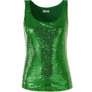 Sleeveless Sequin Top - women's - green XXL