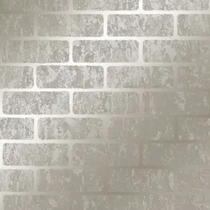 Superfresco Taupe/Gold Milan Metallic Brick Wallpaper