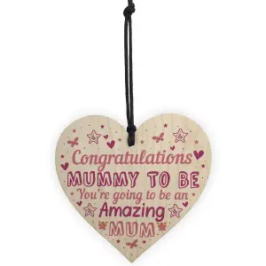 Red Ocean Mummy To Be Sign Baby Shower Mum Gift Wooden Heart New Baby From Bump Present Keepskae