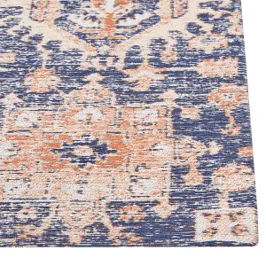 Cotton Area Rug 140 x 200 cm Blue and Red KURIN