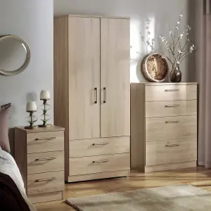 Devon Ready assembled Contemporary Light oak effect Triple Wardrobe (H)1825mm (W)1110mm (D)530mm