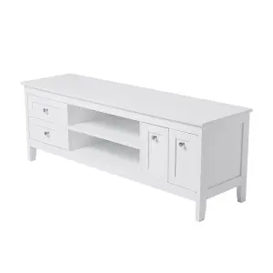 Classic White Wooden TV Stand with Drawers and Shelf 140cm W x 40cm D x 50cm H