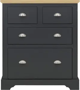 Toledo 2+2 Drawer Chest in Grey and Oak Effect Veneer