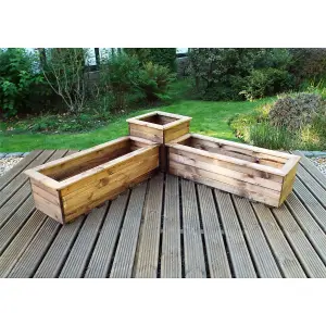 Traditional Corner Wooden Planter Set