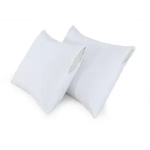 Pair of Pillow Protectors Zipped 100% Cotton Pillow Cover Anti-Allergenic White Pillow Protectors