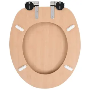 WC Toilet Seat with Soft Close Lid MDF Bamboo Design