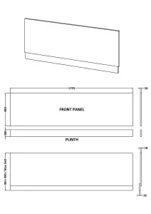 1800mm Edge/Power Straight Front Bath Panel & Plinth - Matt Midnight Blue