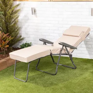 Alfresia Garden Sun Lounger - Charcoal Frame with Taupe Luxury Cushion