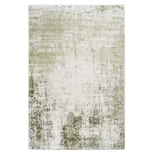 Sage Green Distressed Abstract Bedroom Living Area Rug 190x280cm