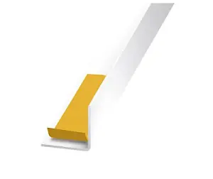 CQFD White & Yellow Polyvinyl chloride (PVC) Equal L-shaped Angle profile, (L)2.5m (W)15mm (D)15mm (T)1mm