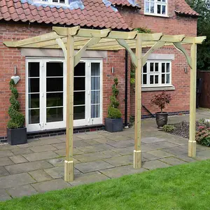 Wall Mounted Premium Pergola 3 Posts - Wood - L180 x W720 x H270 cm - Light Green