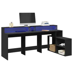 Berkfield Desk with LED Lights Black 200x104x91 cm Engineered Wood