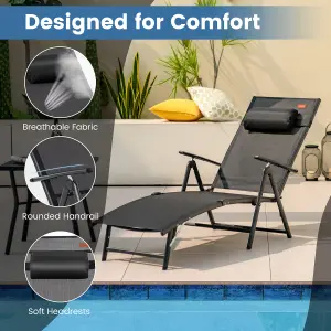 Costway Folding Chaise Lounge Chair Outdoor Portable Adjustable Reclining Chair