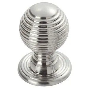 4x Textured Reeded Ball Cupboard Door Knob 23mm Dia Polished Chrome Handle