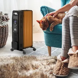 HOMCOM Oil Filled Radiator Space Heater W/3 Heat Settings & Remote Control Black