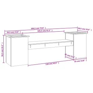 Berkfield Planter Bench Black 184.5x39.5x56.5 cm Solid Wood Pine