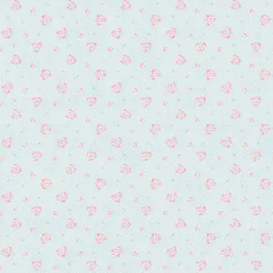 Galerie Maison Charme Pink/Blue Vintage Rose Motif Wallpaper Roll