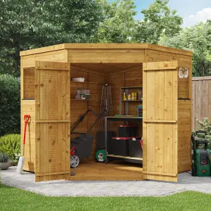 BillyOh Expert Tongue and Groove Corner Workshop Wooden Shed - 7x7 - Windowed