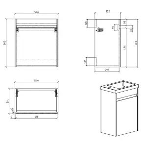 Rigel Dark Oak Wall Hung Cloakroom Vanity Unit with Resin Basin (W)55cm (H)63cm