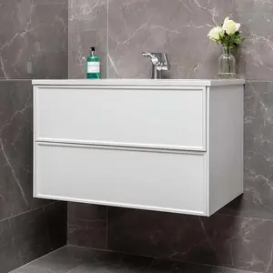 Jenner White Wall Hung Vanity Unit & Basin Set (W)800mm (H)500mm