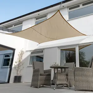 Kookaburra 4m x 3m Rectangle Waterproof Mocha Garden Patio Sun Shade Sail Canopy 98% UV Block with Free Rope