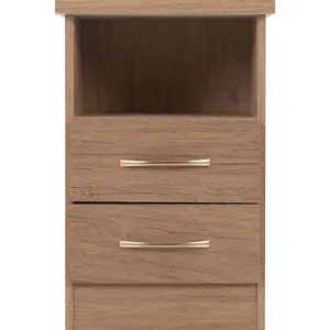 Cascio 2 Drawer Bedside Table Rustic Oak Effect