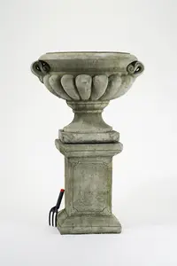 Very Large Stone Cast Garden Urn and Plinth