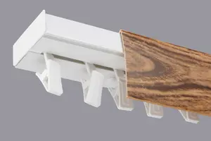 Single Curtain Ceiling Rail Track PCV 180 cm (L) CLIPS + OAK COVER