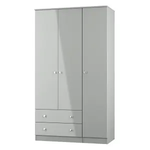 Yarmouth Ready assembled Modern Grey 2 Drawer Tall Triple Wardrobe (H)1960mm (W)1108mm (D)530mm