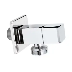 Invena 1/2" x 1/2" Inch BSP Angled Ceramic Head Valve Chromed Square Shaped Tap Connector