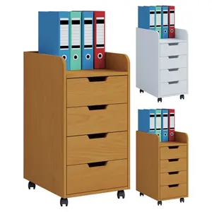 Fordham 40cm Wide 4 -Drawer Mobile Solid Wood File Cabinet White